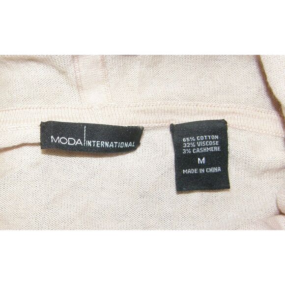 Pink Sz Medium Stretchy Funnel Neck Lightweight Cashmere Blend Sweater Pockets - Picture 4 of 4